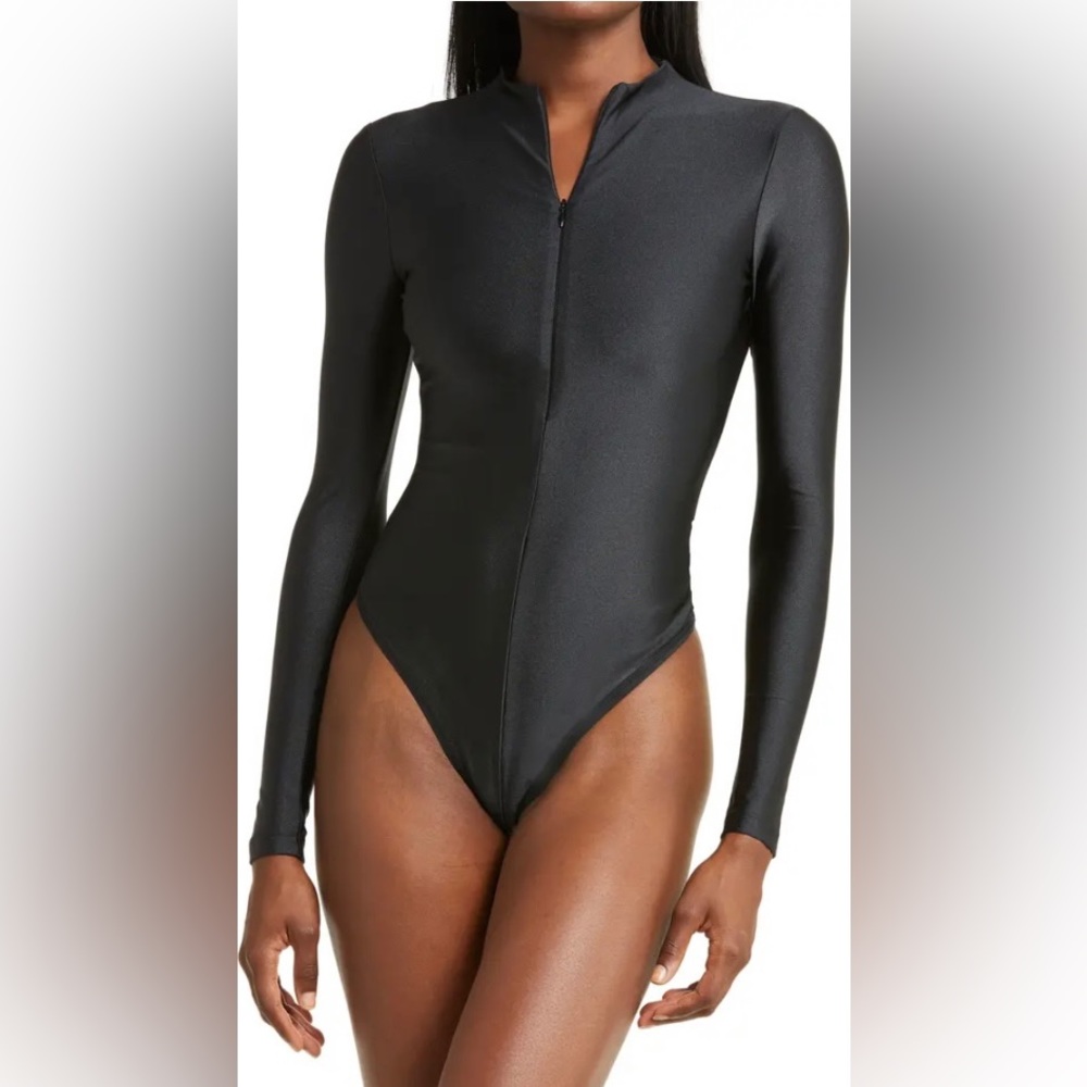Skims Disco Mock Neck Long Sleeve Thong Bodysuit, S, never worn